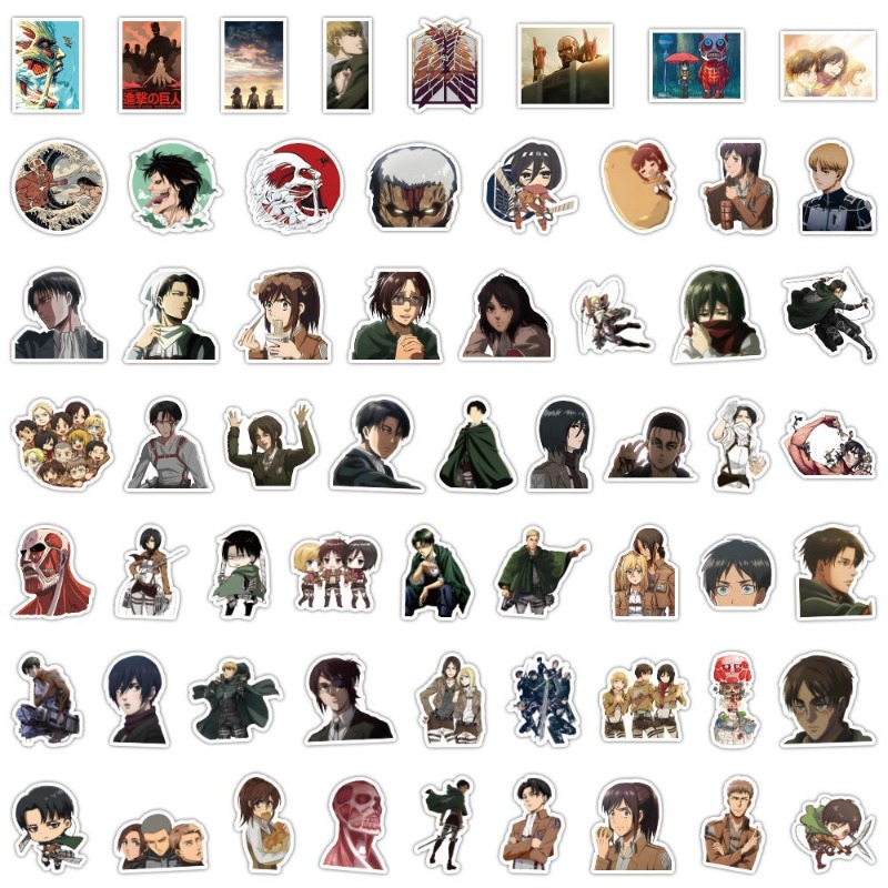 Laptop Accessories Stickers - 60 Buah Stiker Anime Attack On