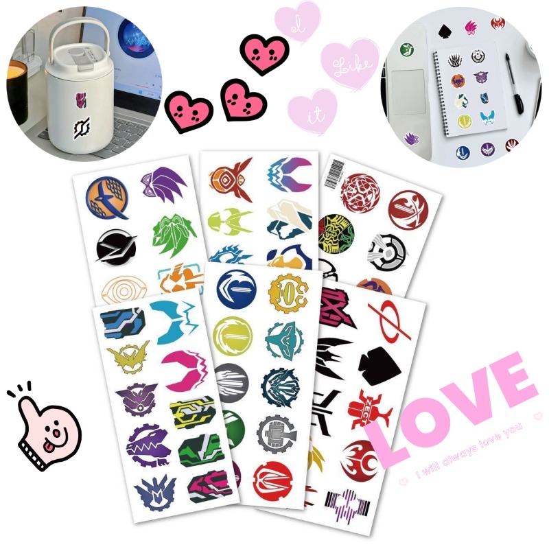 Laptop Accessories Stickers - 60 Lembar Stiker Logo Kamen Rider